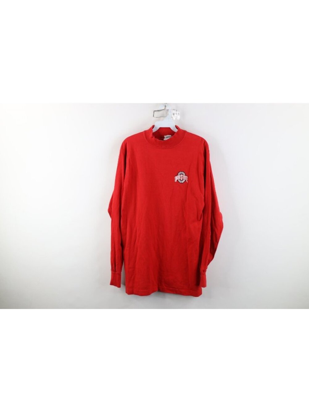 Vintage 90s Mens Medium Ohio State University Mock Neck Long Sleeve T-Shirt Red